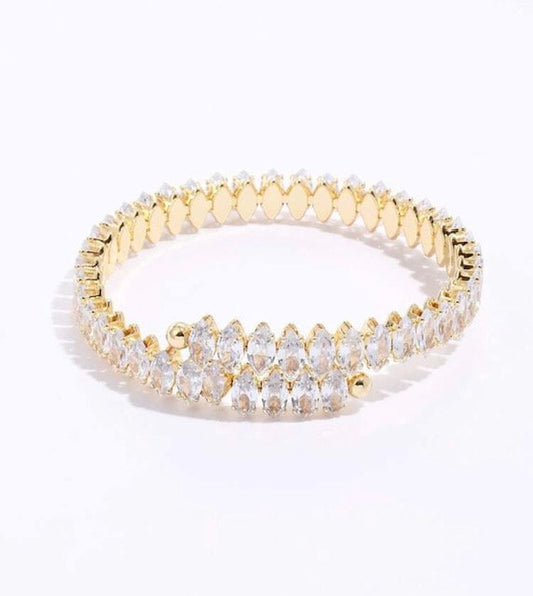 Gold plated artificial diamond bangle
