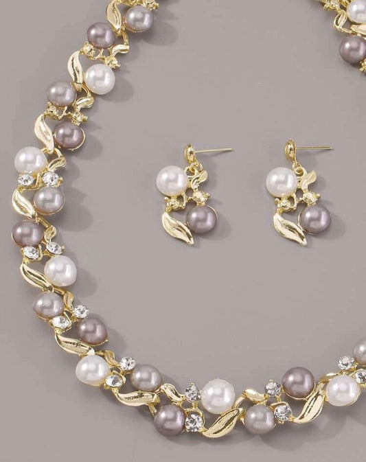 Conjunto de perlas artificiales de 2 tonos